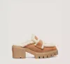 Stuart Weitzman Lennox Suede Shearling Loafer Mules In Camel & Cream