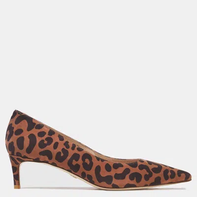 Pre-owned Stuart Weitzman Leopard Print Suede Pumps Size 36 In Brown