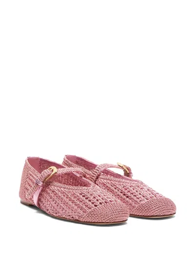 Stuart Weitzman Leora Crochet-knit Ballet Flats In Pink
