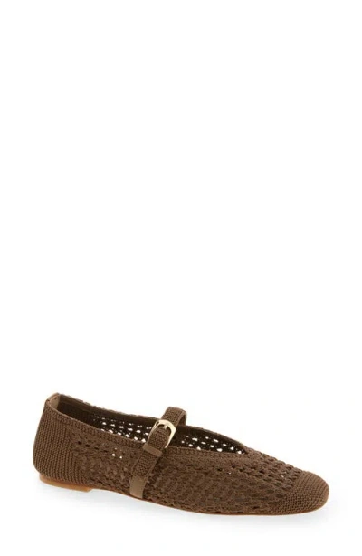 Stuart Weitzman Leora Mary Jane Ballet Flats In Brown
