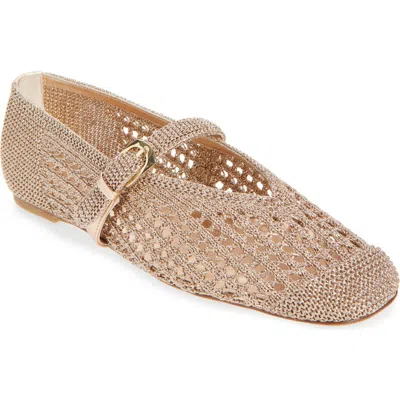 Stuart Weitzman Leora Metallic Mary Jane Flat In Gold