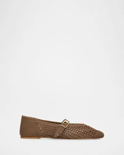 Stuart Weitzman Leora Woven Mary Jane Ballerina Flats In Smokey Tau