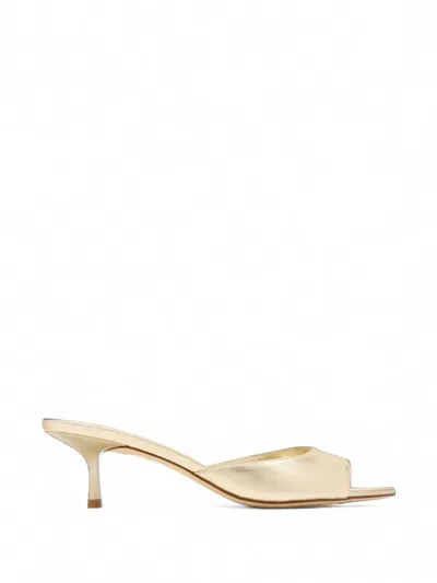 Stuart Weitzman Lexington 50 Leather Heeled Sandals In Gold