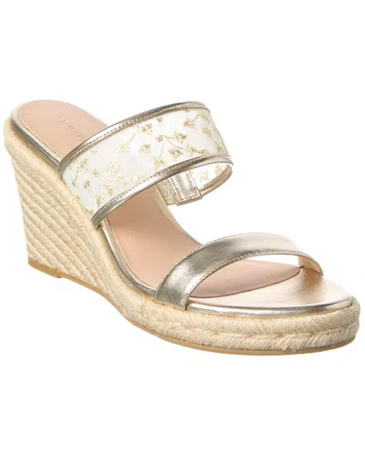 Stuart Weitzman Lily Espadrille Wedge Sandal Canvas In Gold