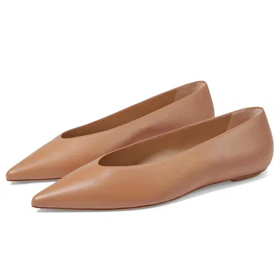 Stuart Weitzman Lina Ballet Flats Women's Tan Pointed Toe Slip On Htat1040 In Brown