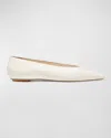 STUART WEITZMAN LINA LEATHER POINT-TOE BALLERINA FLATS