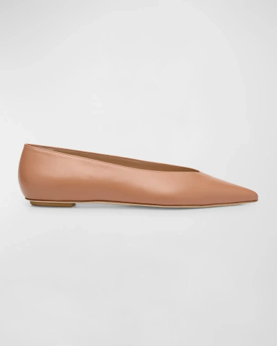 STUART WEITZMAN LINA LEATHER POINT-TOE BALLERINA FLATS