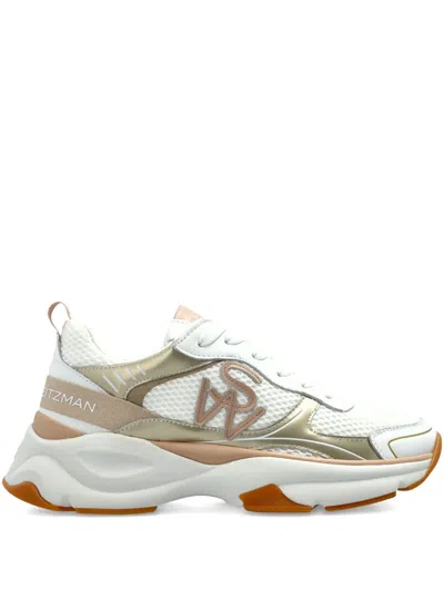 Stuart Weitzman Logo-embellished Sneakers In White