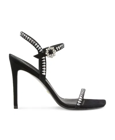 Stuart Weitzman Logo High-heeled Sandals In Black