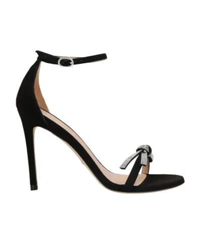 Stuart Weitzman Logo High-heeled Sandals In Black