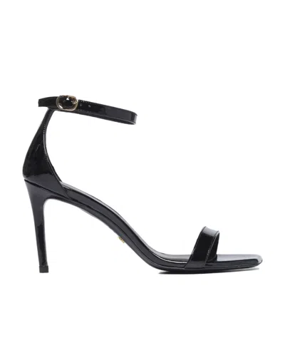 Stuart Weitzman Logo High-heeled Sandals In Black