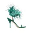 Stuart Weitzman Feather Detail Stiletto Heel Sandals In Green
