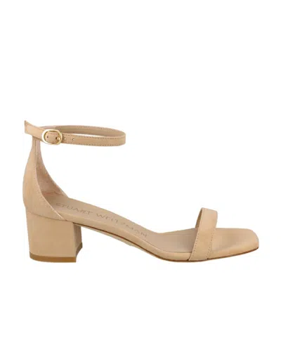 Stuart Weitzman Logo High-heeled Sandals In Nude