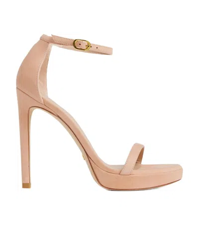 Stuart Weitzman Logo High-heeled Sandals In Nude
