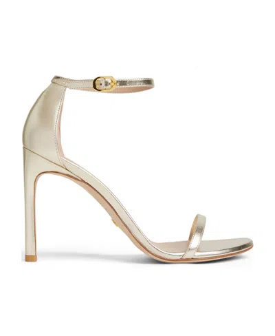 Stuart Weitzman Logo High-heeled Sandals In Nude