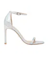 Stuart Weitzman Metallic-effect 100mm Sandals In White