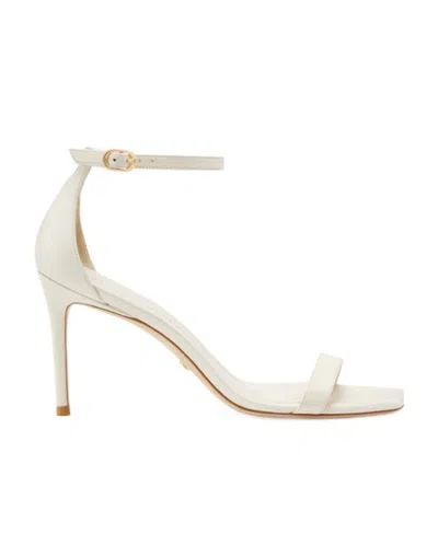 Stuart Weitzman Nudistcurve 75mm Leather Sandals In White