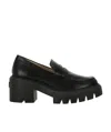 Stuart Weitzman Chunky Heel Platform Loafers In Glossy Patent Leather In Black