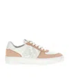 Stuart Weitzman Pink Courtside Monogram Sneakers In White