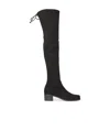 Stuart Weitzman Logo Over-knee Suede Leather Boots In Black