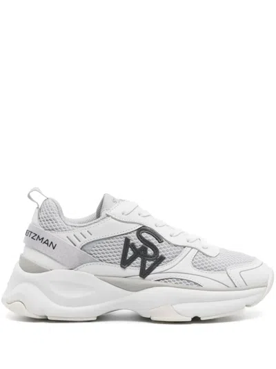 Stuart Weitzman Logo-patch Mesh Chunky Sneakers In Grey