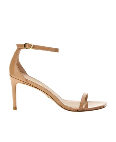 Stuart Weitzman , Nudistcurve 75 Sandal, Last Chance, Adobe, Patent In Beige