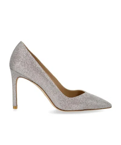 Stuart Weitzman Logo Shallow-mouthed High Heels In Gray