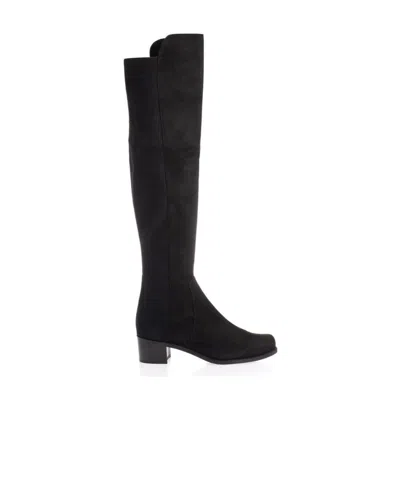 Stuart Weitzman Long Round-headed Boots In Black