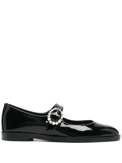 Stuart Weitzman Loralei Patent Mary Jane Ballerina Flats In Black