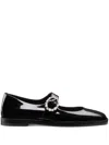 Stuart Weitzman Loralei Patent Mary Jane Ballerina Flats In Black