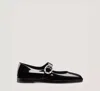 Stuart Weitzman Loralei Patent Mary Jane Ballerina Flats In Black