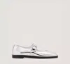 Stuart Weitzman Loralei Metallic Crystal Mary Jane Flats In Silver
