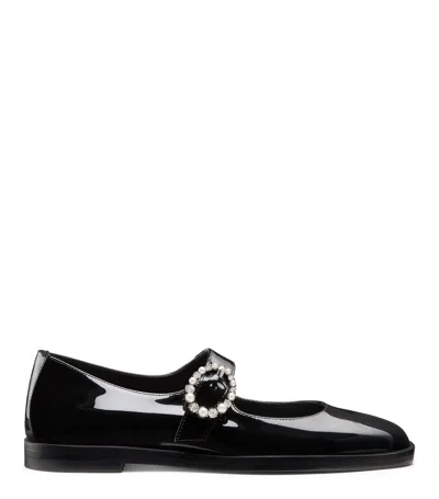 Stuart Weitzman Loralei Patent Mary Jane Ballerina Flats In Black