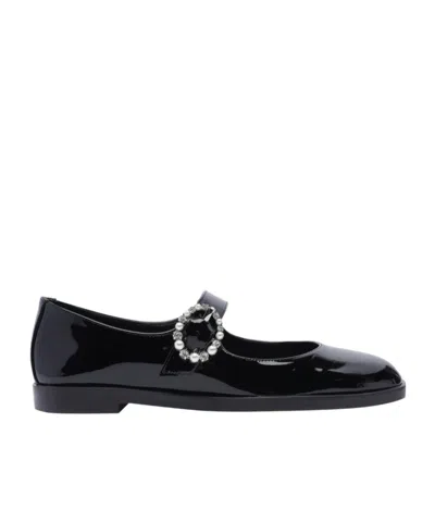 Stuart Weitzman Loralei Patent Mary Jane Ballerina Flats In Black