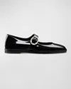 Stuart Weitzman Loralei Patent Mary Jane Ballerina Flats In Black