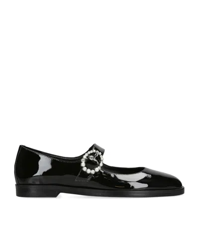 Stuart Weitzman Loralei Patent Mary Jane Ballerina Flats In Black