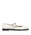 Stuart Weitzman Lorelei Crystal Mary Jane Flats In White