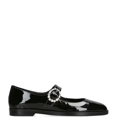 Stuart Weitzman Loralei Patent Mary Jane Ballerina Flats In Black