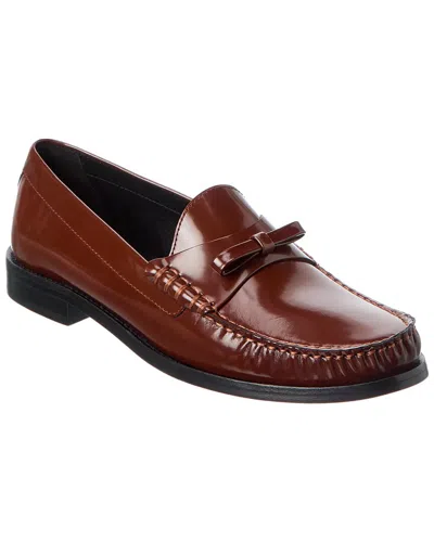 Stuart Weitzman Lottie Bow Leather Loafer In Brown