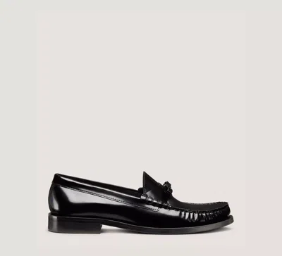 Stuart Weitzman Lottie Leather Bow Loafers In Black
