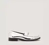 Stuart Weitzman Lottie Mirror Leather Bow Loafers In Silver