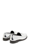 Stuart Weitzman Lottie Mirror Leather Bow Loafers In Silver