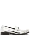 Stuart Weitzman Lottie Mirror Leather Bow Loafers In Silver