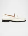 Stuart Weitzman Lottie Leather Bow Loafers In Cream