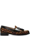 Stuart Weitzman Tassel-embellished Leopard-print Loafers