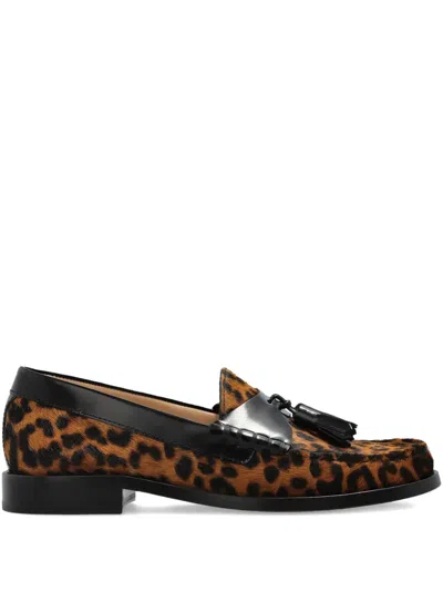 STUART WEITZMAN LOTTIE LEOPARD-PRINT TASSEL LOAFERS