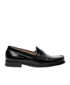 Stuart Weitzman Lottie Croc-effect Polished-leather Loafers In Black