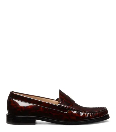 Stuart Weitzman , Lottie Loafer, Flats And Loafers, Dark Brown, Gloss Tortoise In Burgundy