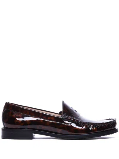 Stuart Weitzman Lottie Patent Leather Loafers In Dark Brown