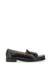 Stuart Weitzman Lottie Studded Glossed Leather Loafers In Black